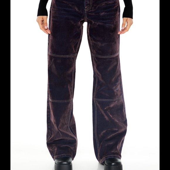 Forever 21 Women's High Rise Slim Fit Flare Leg Flocked Jeans NWOT Sz 28 - Picture 2 of 12